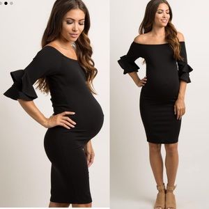 Pinkblush Black Ruffle Sleeve Maternity Dress